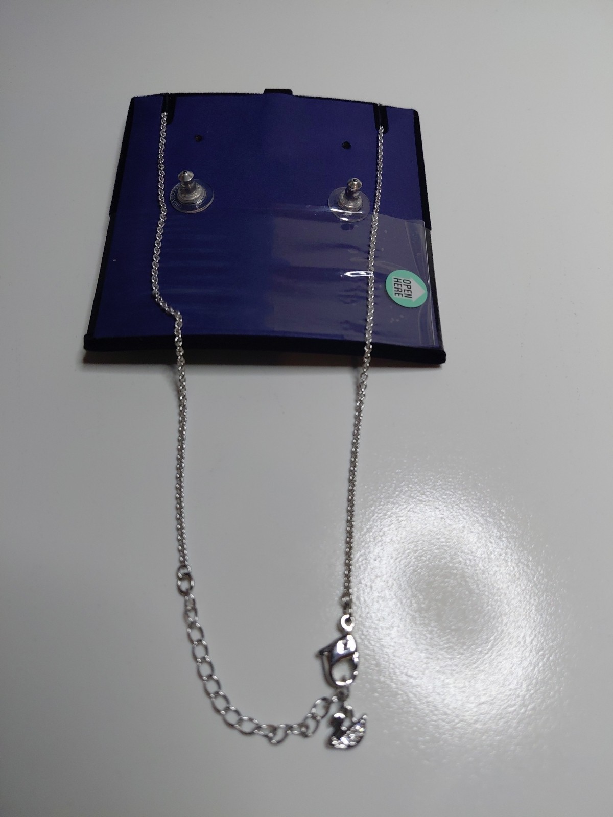 NEW AUTHENT SWAROVSKI SET Una Angelic Necklace Pendant/Earrings Blackish Stone