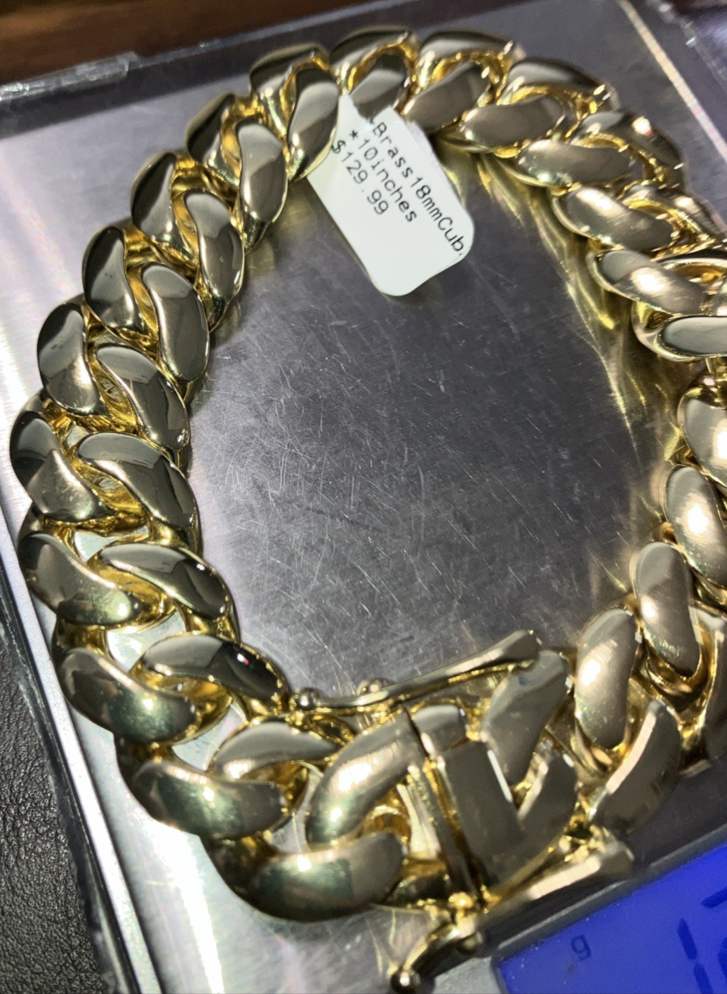 Gold-Plated Base metal Brass Jumbo Bracelet 18mm 10 Inches 129 Grams