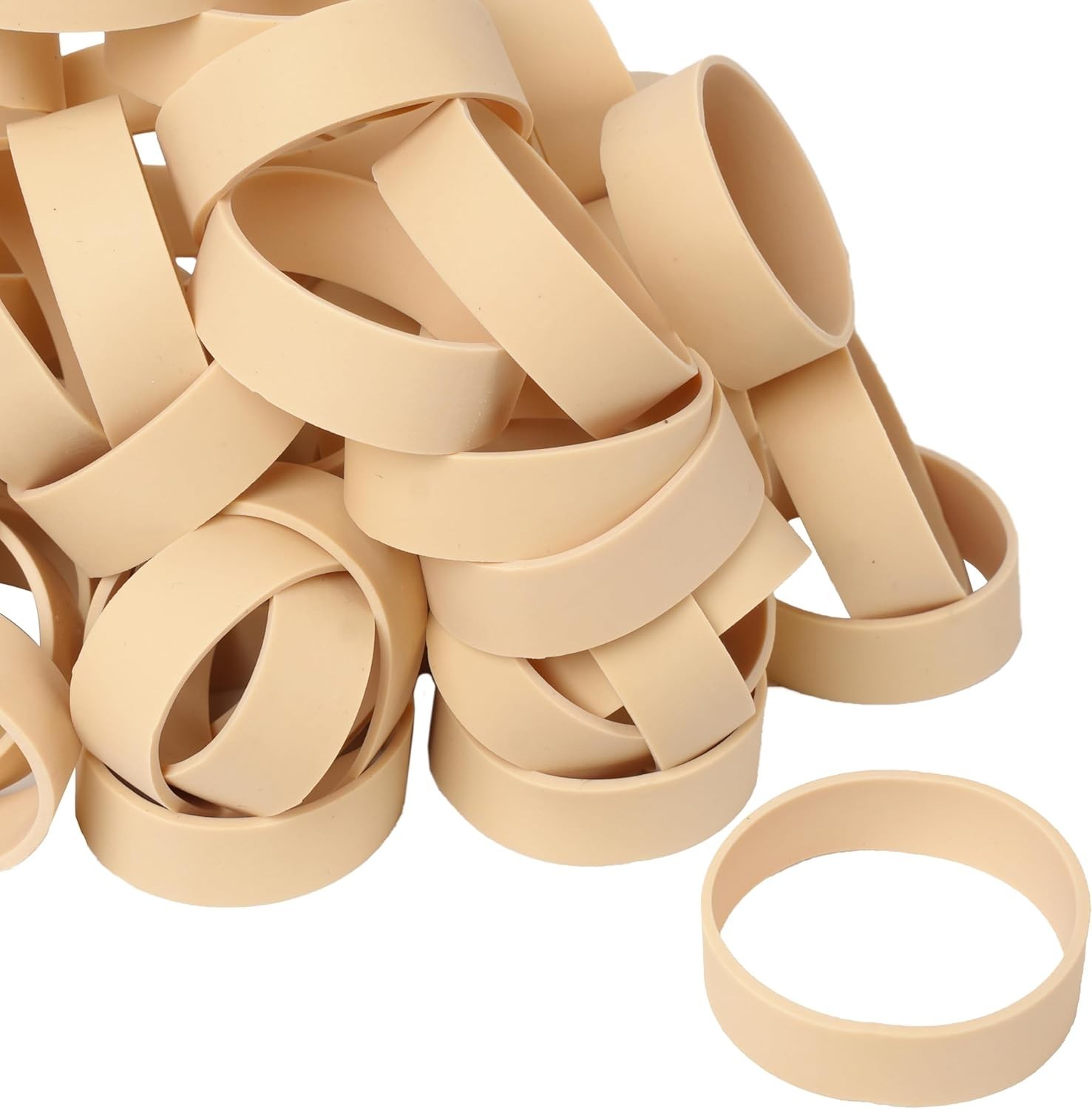 Rubber Bands Size 82 Beige Wide Elastic Bands 60pcs for Office Camping Fishing