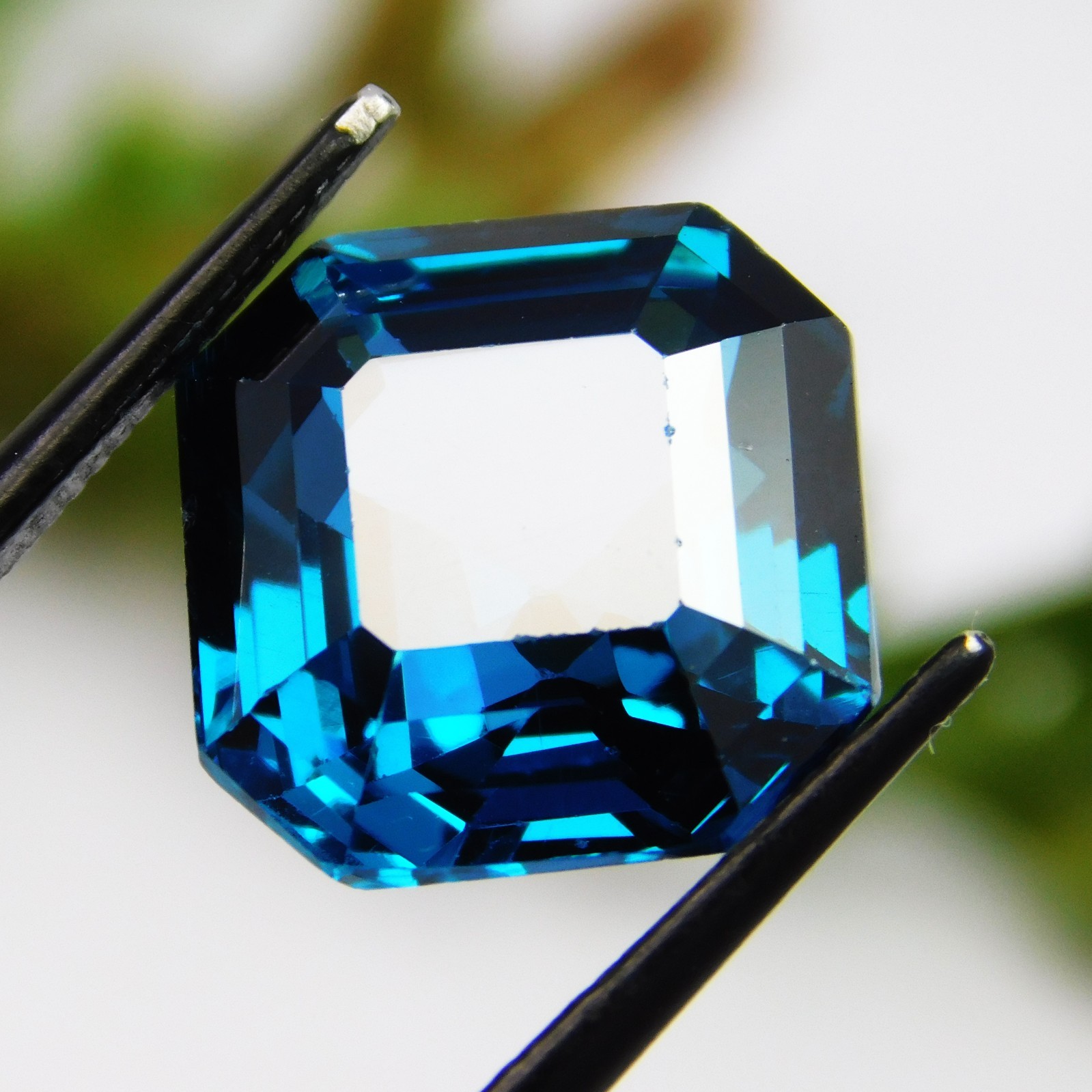 Natural Certified 10.30 ct. Indicolite Blue Tourmaline Asscher Cut Gemstone