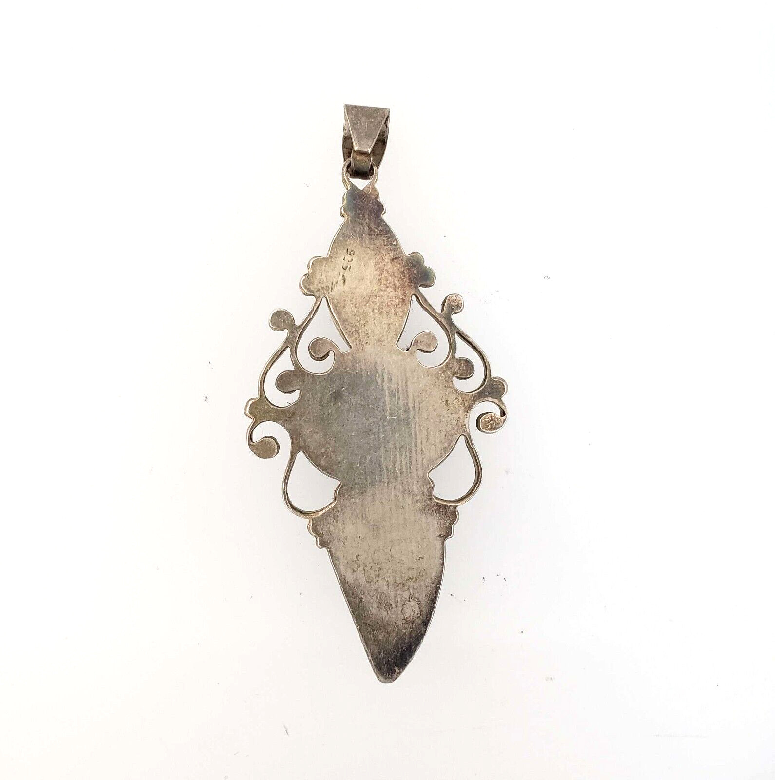 Vintage Handmade Sterling Silver 925 Three Stone Blue Labradorite Pendant PA-LP3