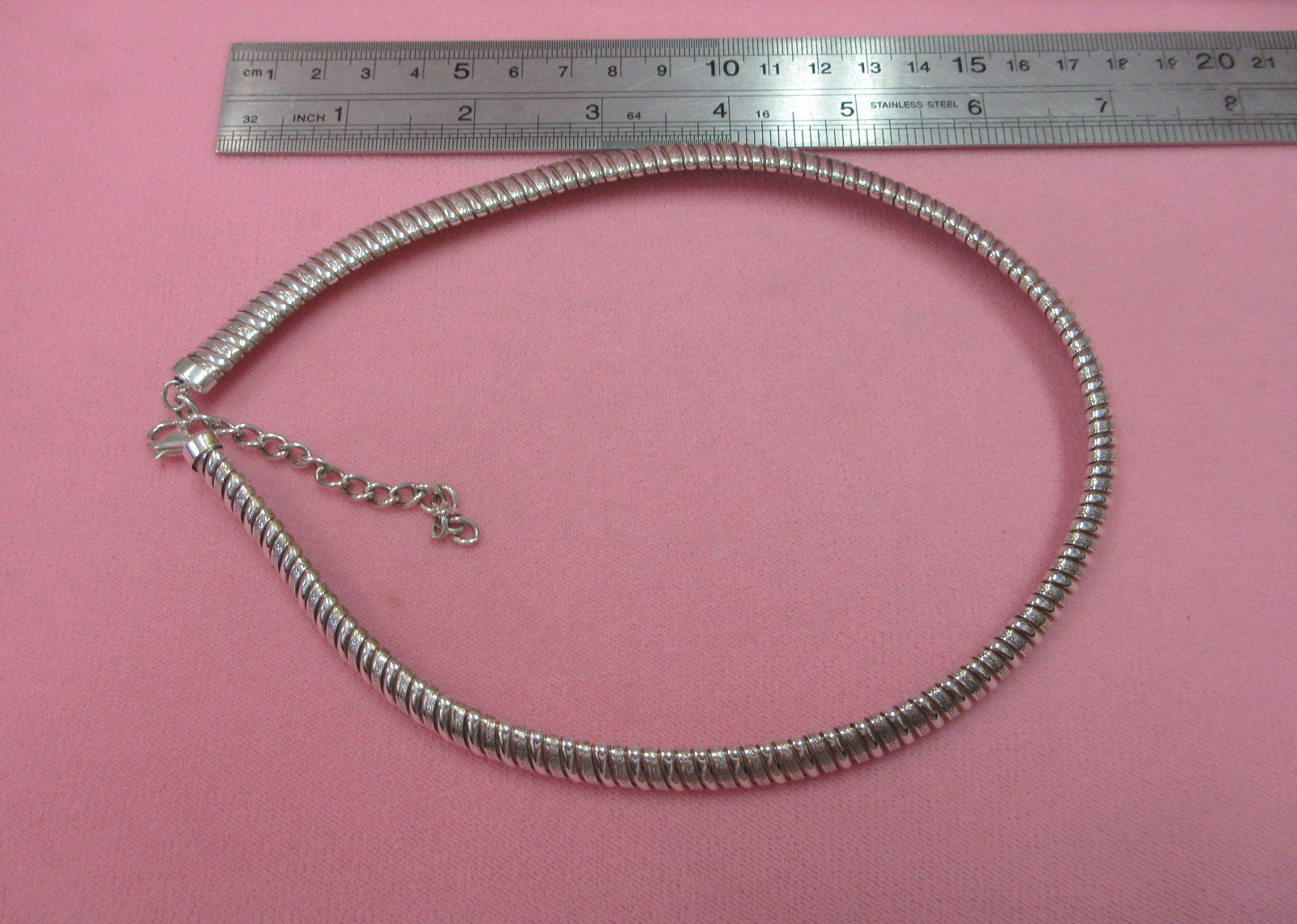 Vtg 999 Etched Fine Silver 10.6mm Omega Chain Necklace 17″+3″ Extender 52.76 G