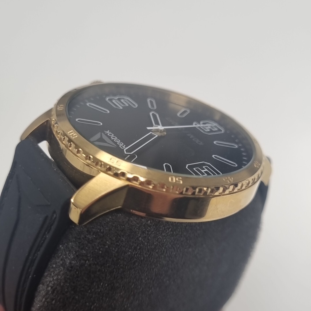 Reebok Stride Wristwatch 47mm Black/Gold Watch RD-STE-G2-S2IB-BW New