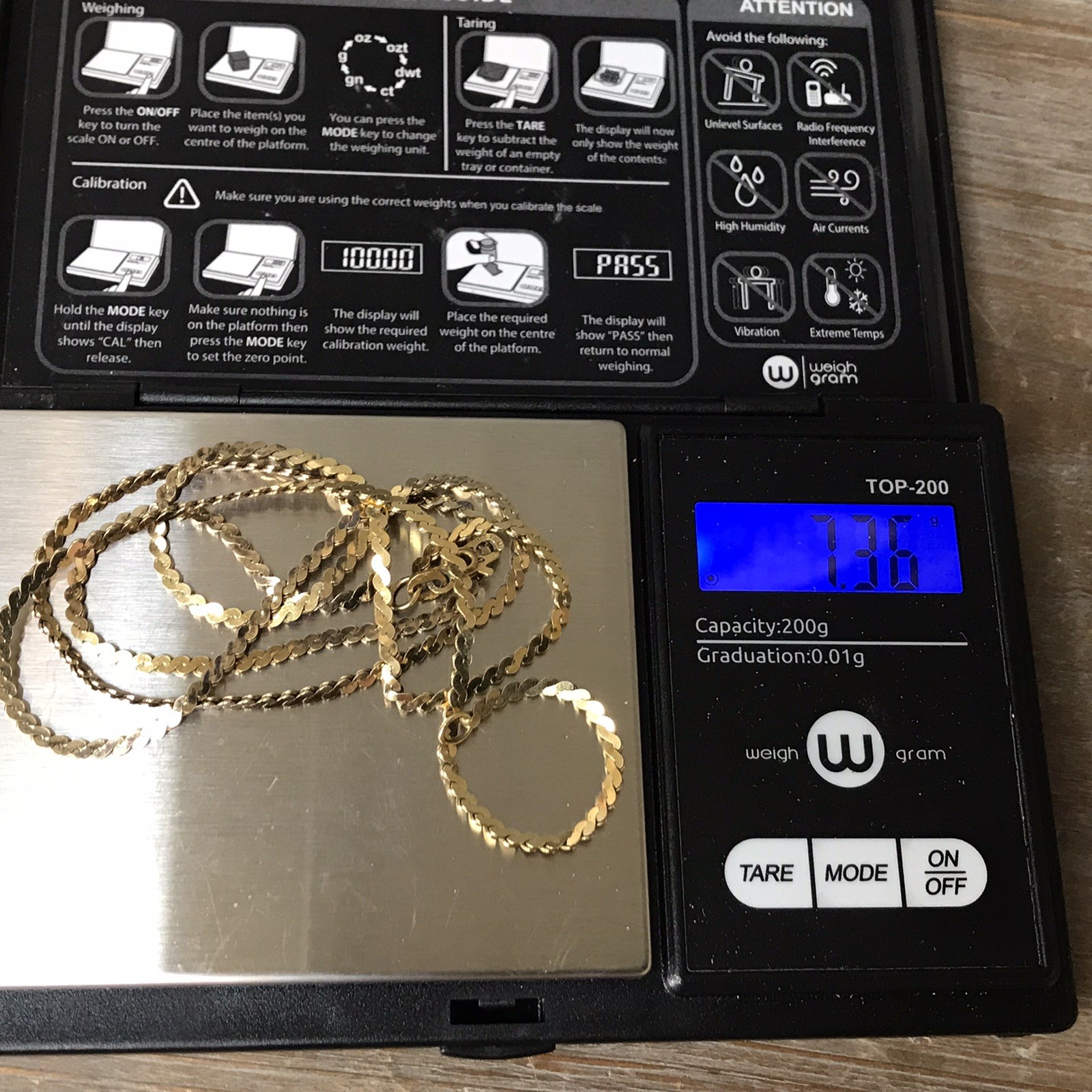 Italy 925 Sterling Silver gold toned sequin chain 24″ Necklace 2.1mm 7.36grams