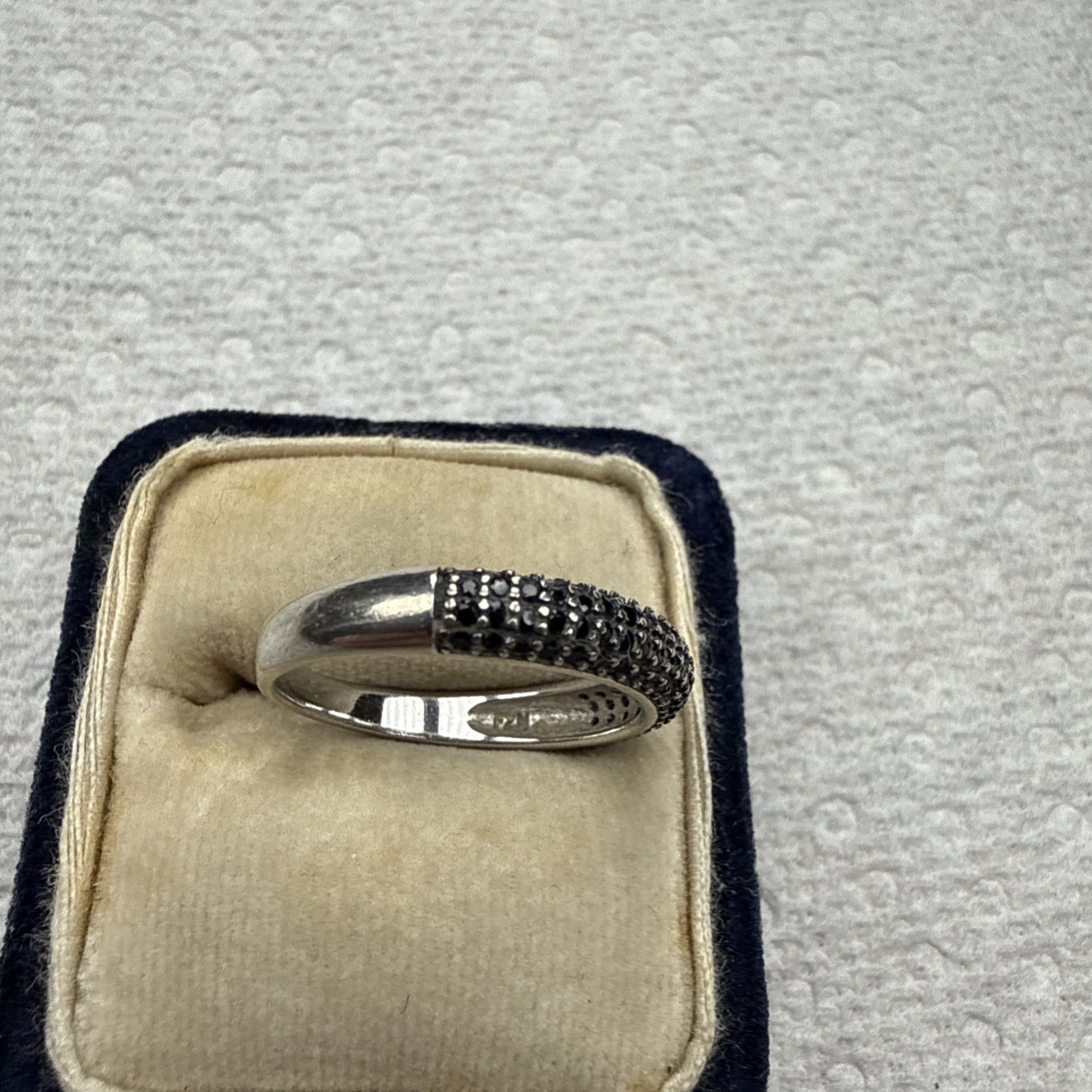 Sterling Silver Micro Pave CZ Split Shank Band Ring Sz 7.75 2g