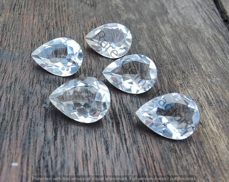 Natural Crystal Quartz Pear Shape Faceted Cut Calibrated Gemstones 3x5mm-18x25mm
