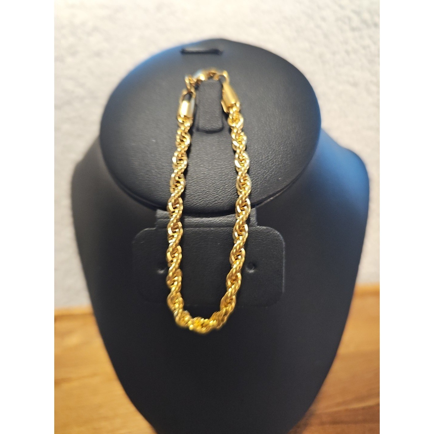 4.7 mm Woman Man Gold Plated Stainless Steel Rope Chain Bracelet Bangle 8”