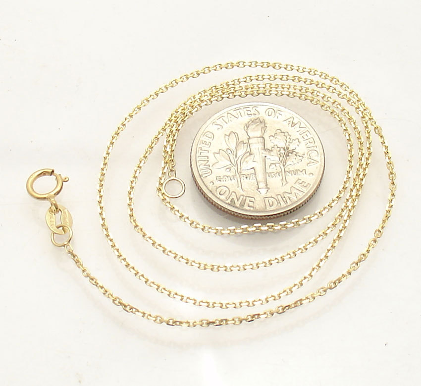 1mm Diamond Cut Faceted Oval Cable Chain Necklace Real Solid 14K Yellow Gold