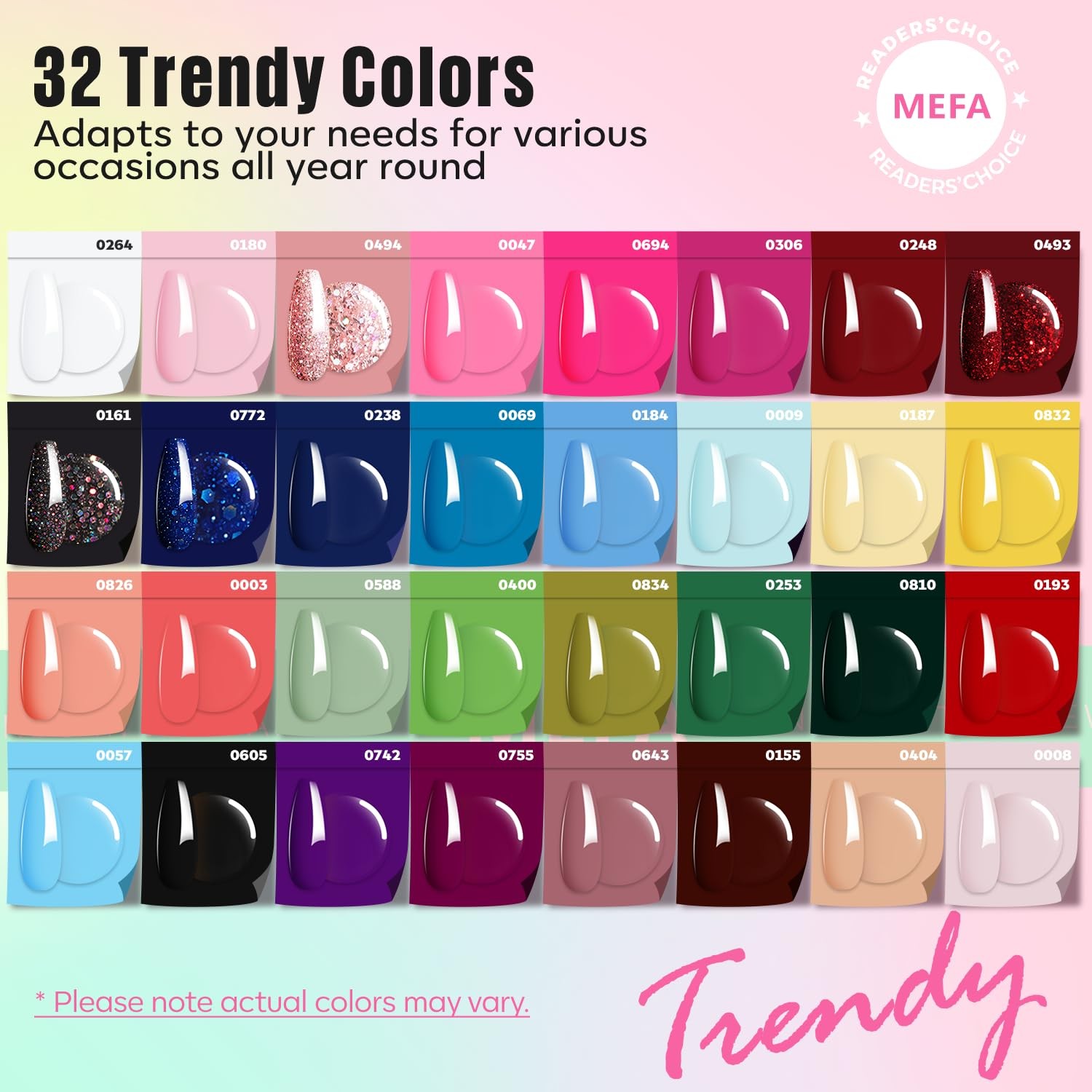 MEFA 56pc Gel Nail Polish Kit w/ UV Light, 32 Colors Hot Pink & Glitter Gels