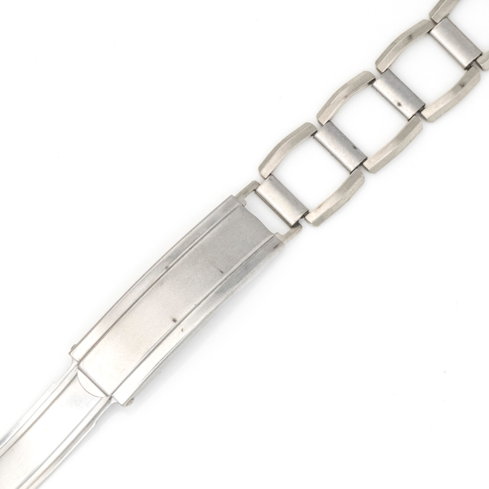 Vintage Saber 13.9 mm stainless steel open link watch bracelet w/trifold clasp