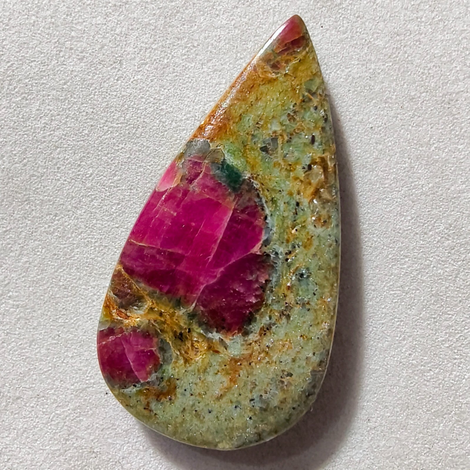 25 Cts Natural Ruby Fuchsite Cabochon Gemstone For Jewelry 32.6×17.3×4.8 MM