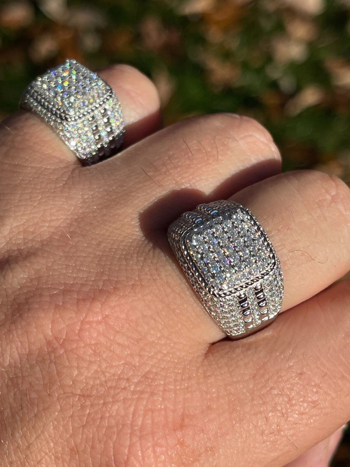 2 CTW Real Mens Hip Hop Iced Out Ring MOISSANITE 925 Silver Ring – Passes Tester