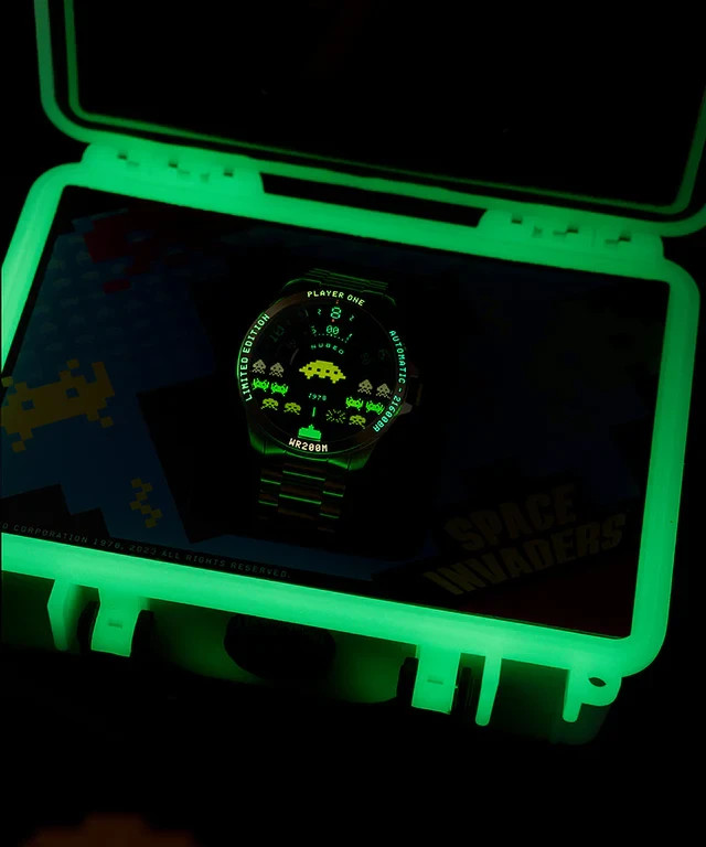 Nubeo Space Invaders Watch for Men Goldtone Limited Edition #81/150