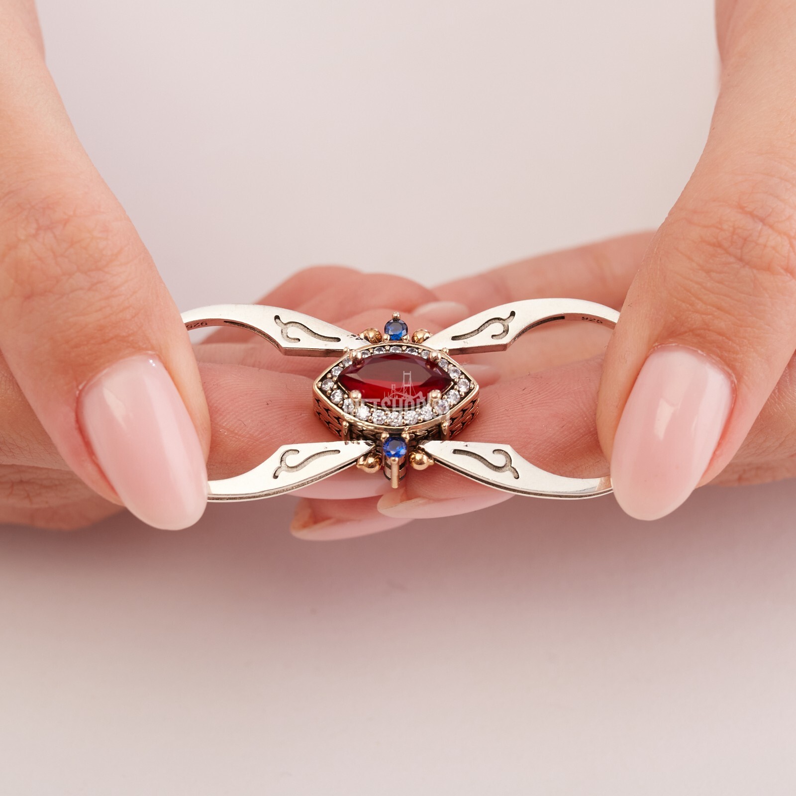 Turkish Reversible Marquise Sapphire Ruby Topaz 925 Sterling Silver Ring Size