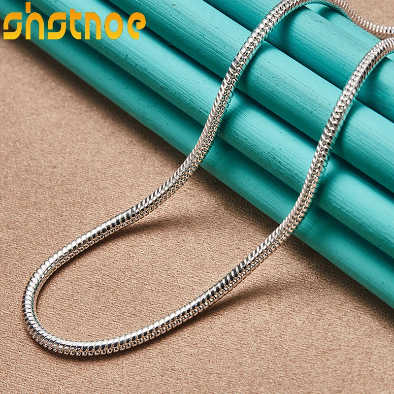SHSTONE 925 Sterling Silver 3mm 16-30 Inch Snake Chain Necklace For Women Man