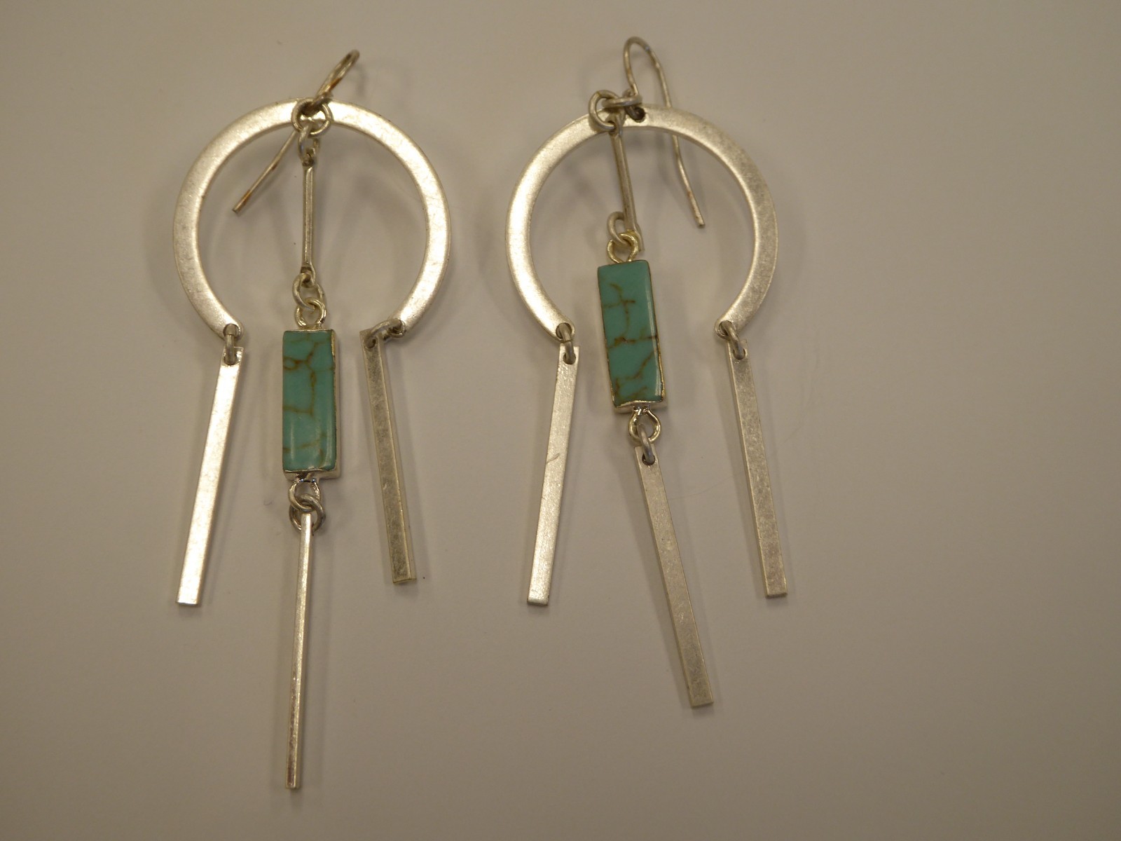 Scout Curated Faux Turquoise Sterling over Brass Dangle Earrings NOS