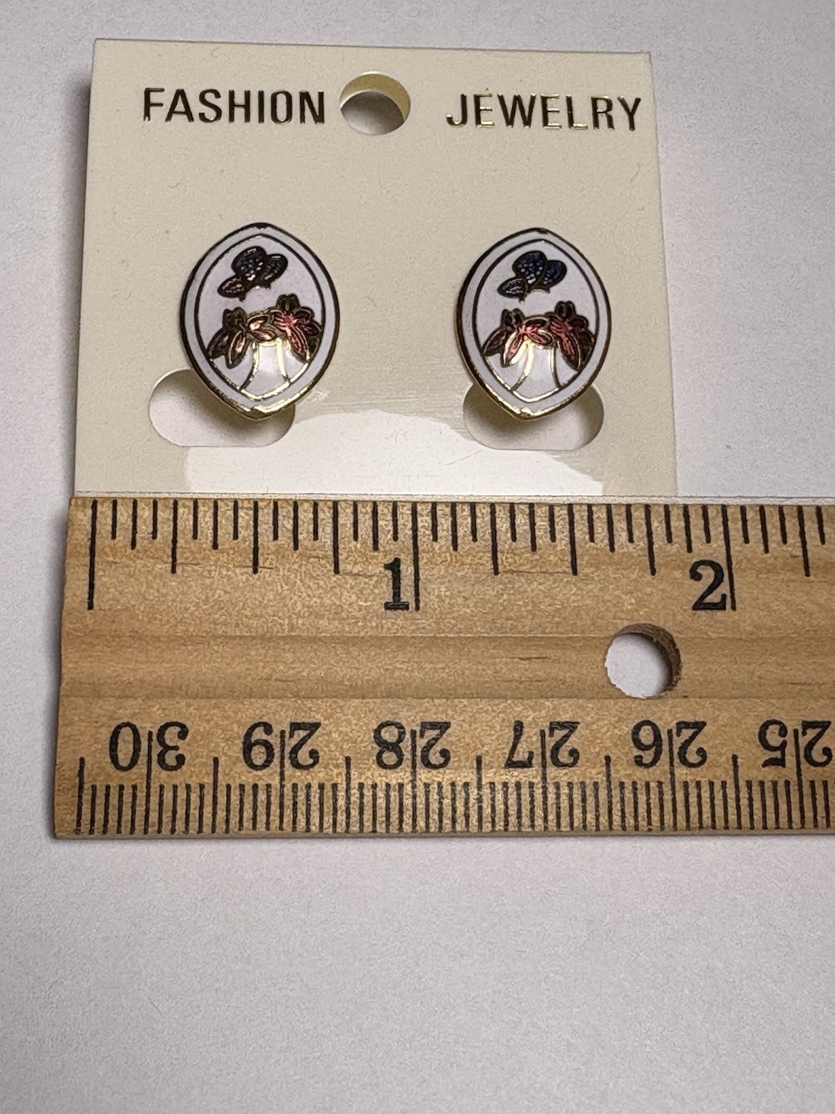 Vintage Cloisonne Clip On Earrings Colorful Floral Pattern – NOS