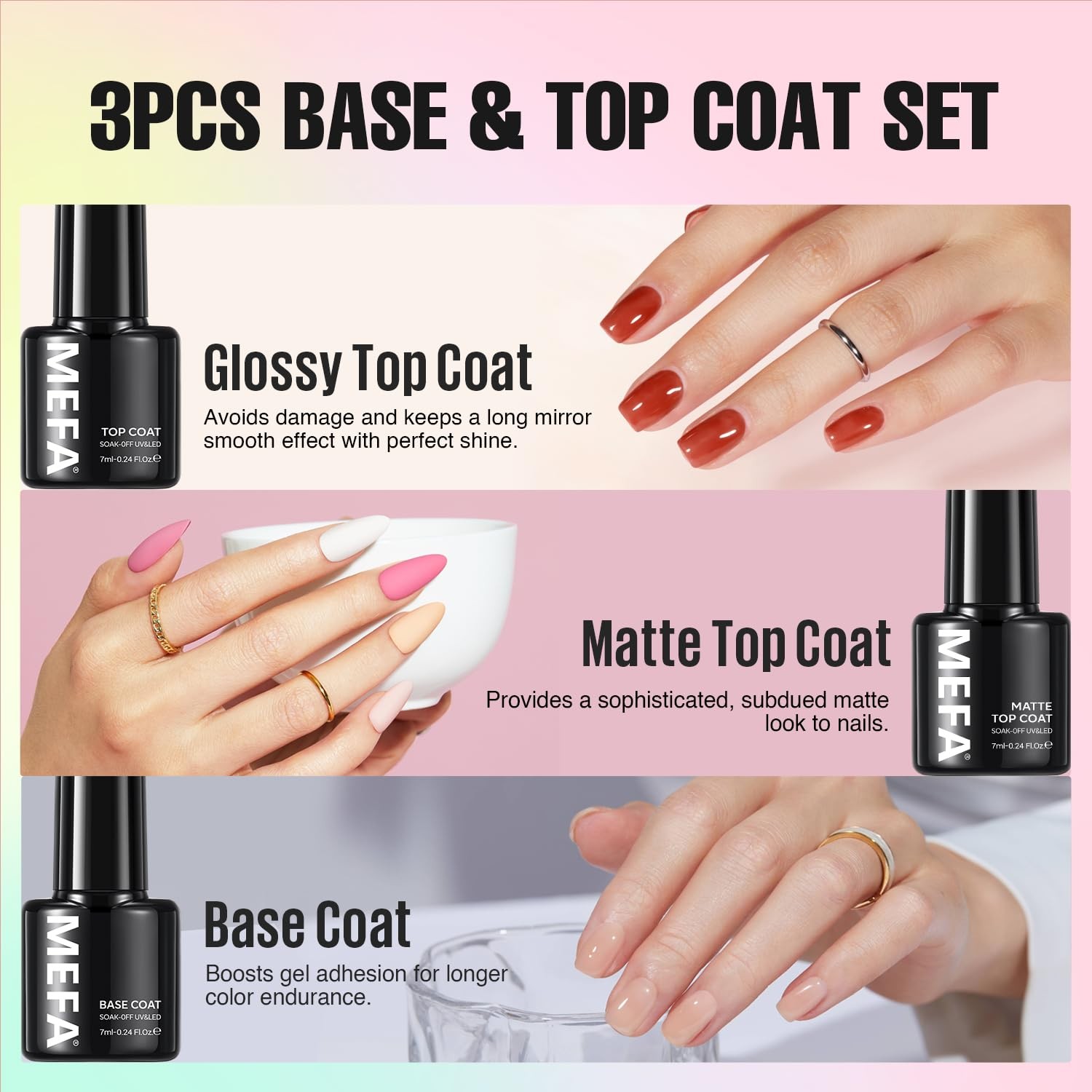 MEFA 56pc Gel Nail Polish Kit w/ UV Light, 32 Colors Hot Pink & Glitter Gels