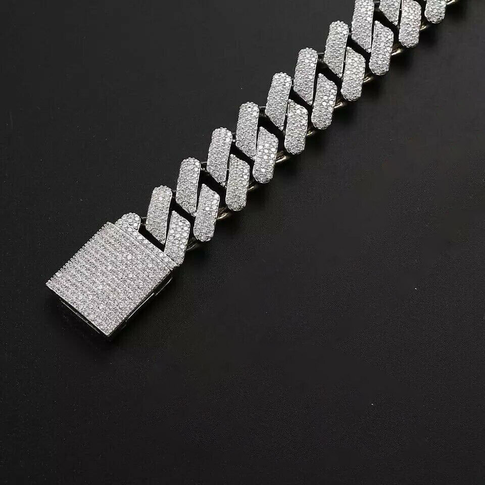 Cadenas de Plata ® Chapada en Oro 14K Para Hombre Cadena Cubana Joyería Fina