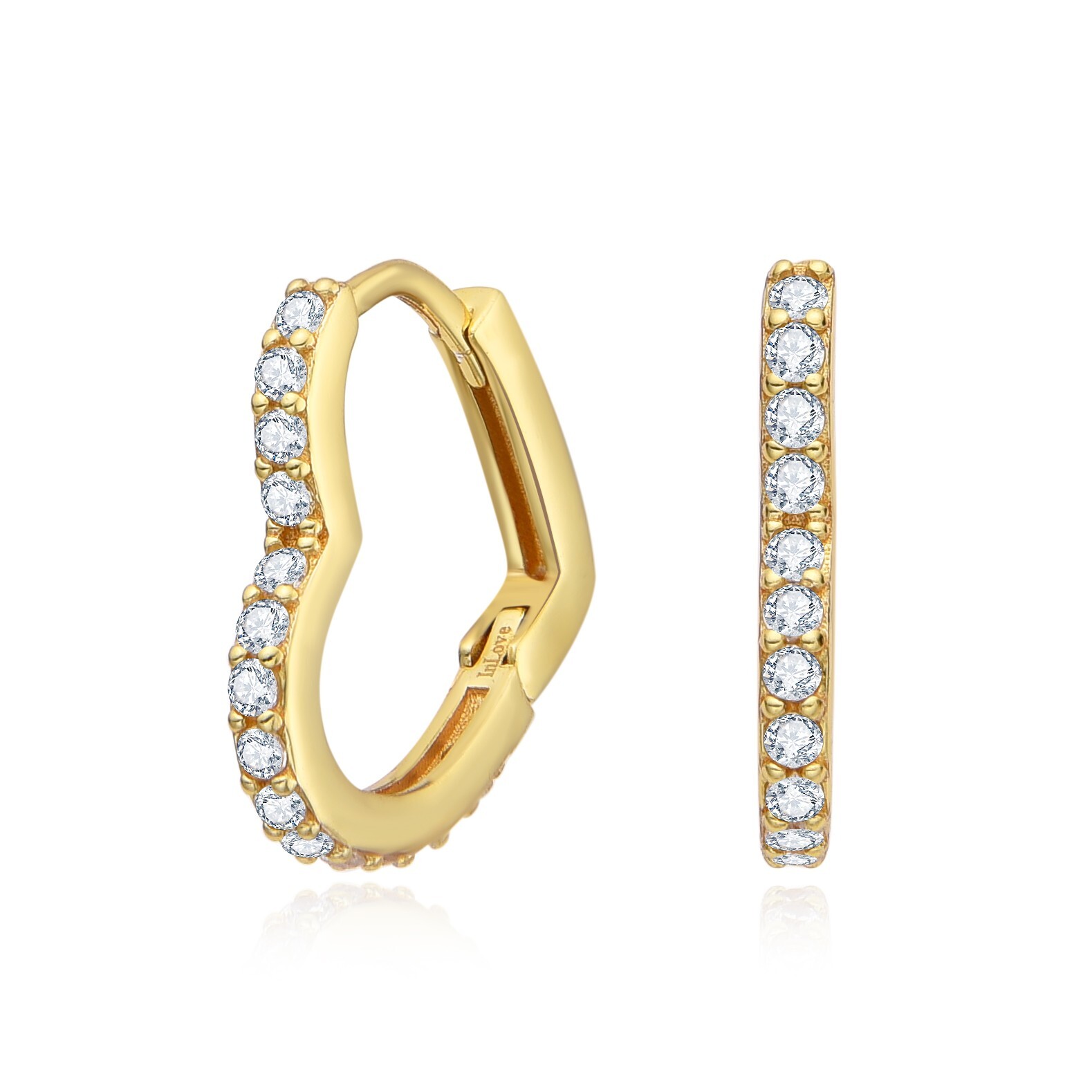 18ct Gold Vermeil Ladies Heart Hoop Earrings – Pair , 16mm