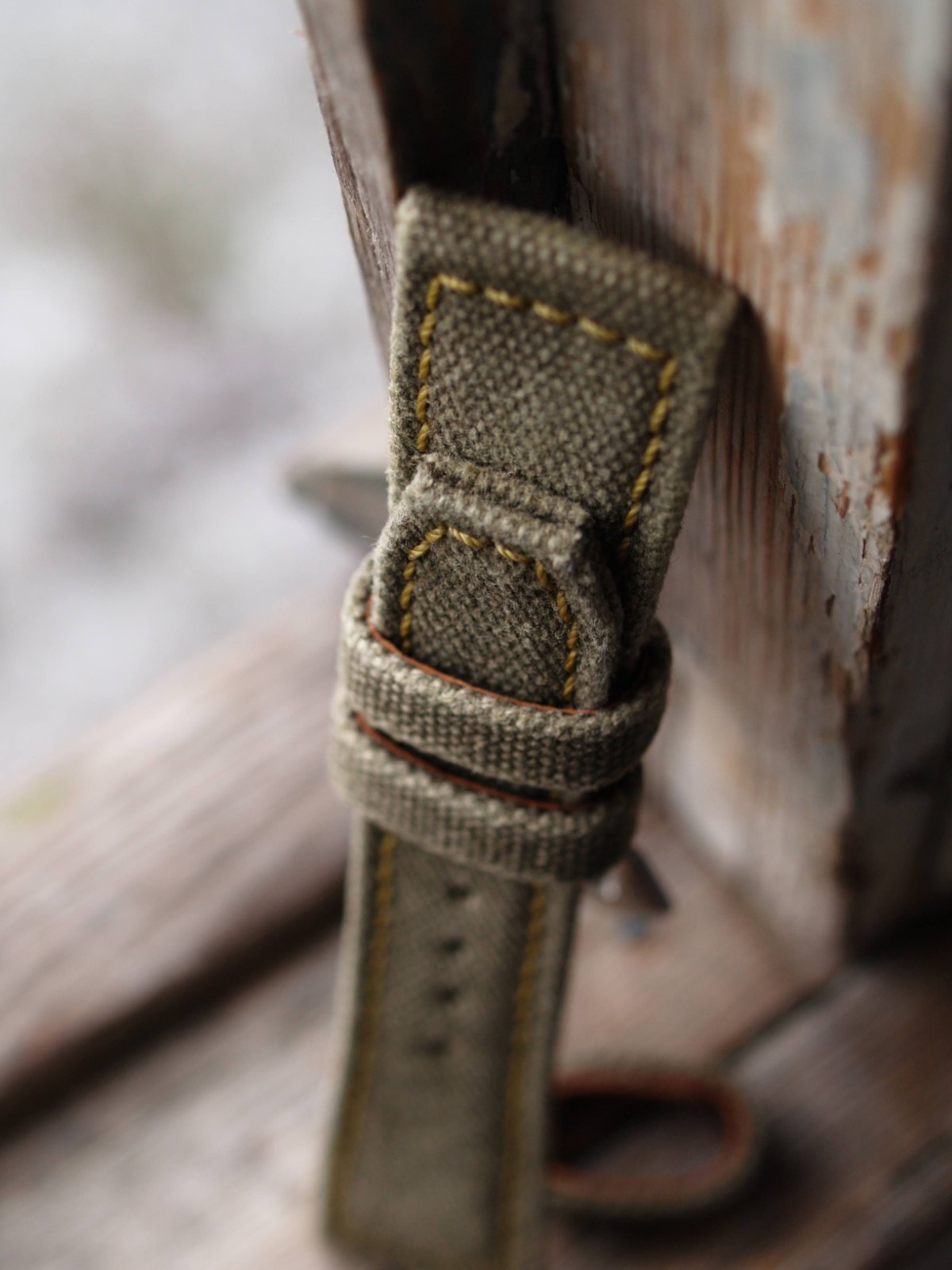 26 mm rugged handcrafted canvas watch strap Olive Green *Ready-Made *US-DutyPaid