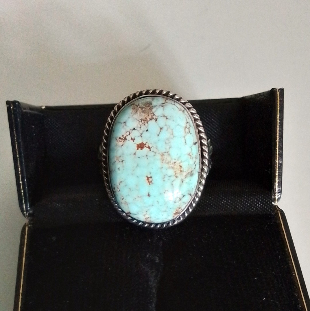 SUNSHINE REEVES Dry Creek Turquoise Sterling Silver Ring Size 11.5 Navajo