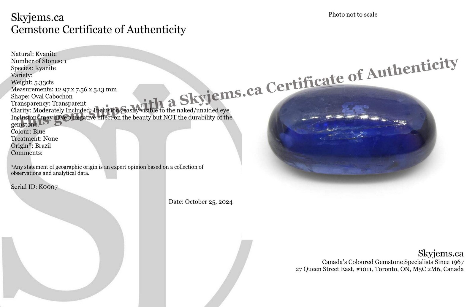 5.33ct Oval Cabochon Blue Kyanite