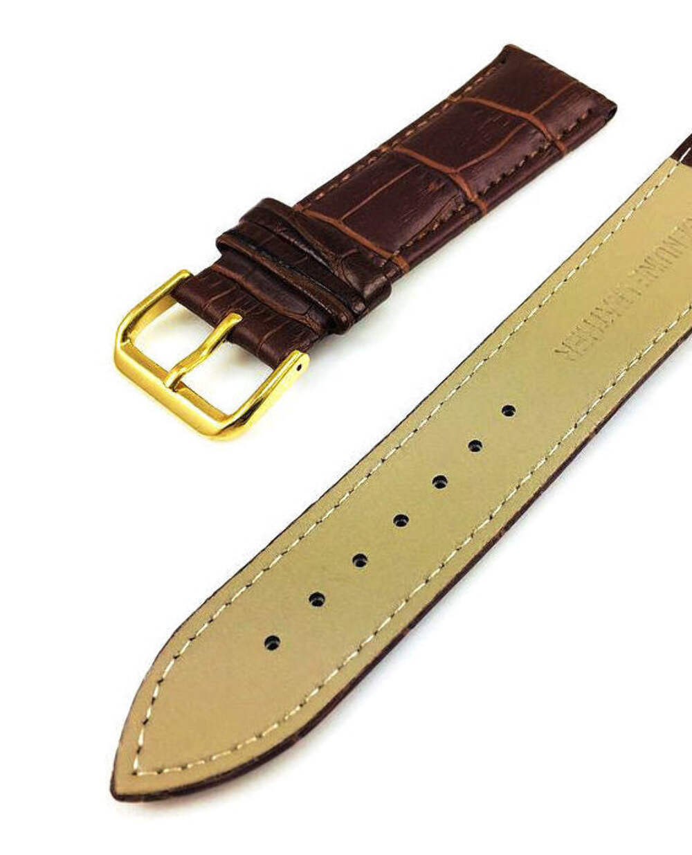 Brown Croco Quick Release Leather Replacement Watch Band Strap Gold Buckle #1082