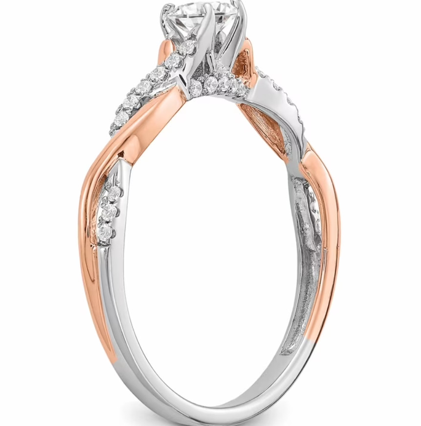 Enchanted Disney Round Twisted Shank Solitaire Engagement Ring In 925 Silver