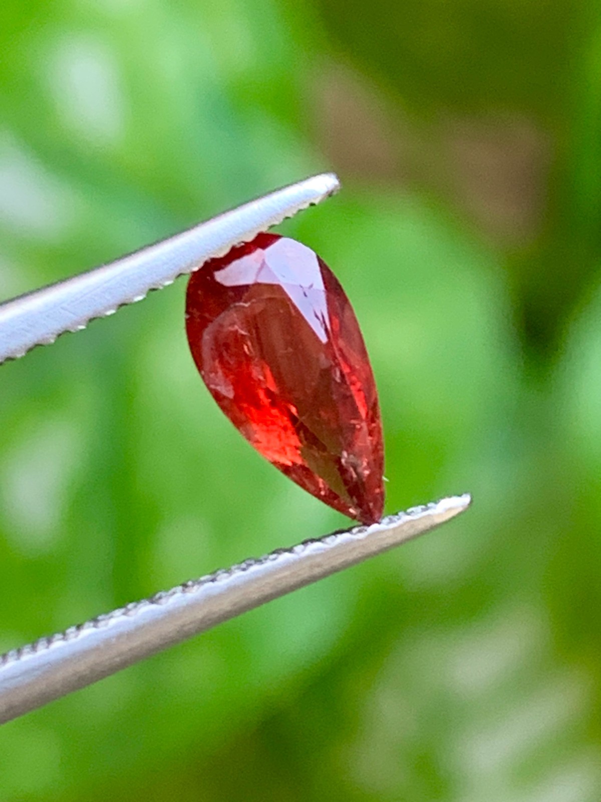 Rare Pigeon Blood Red Oregon Sunstone 0.75 Crt Pear Faceted Loose Feldspar Gem