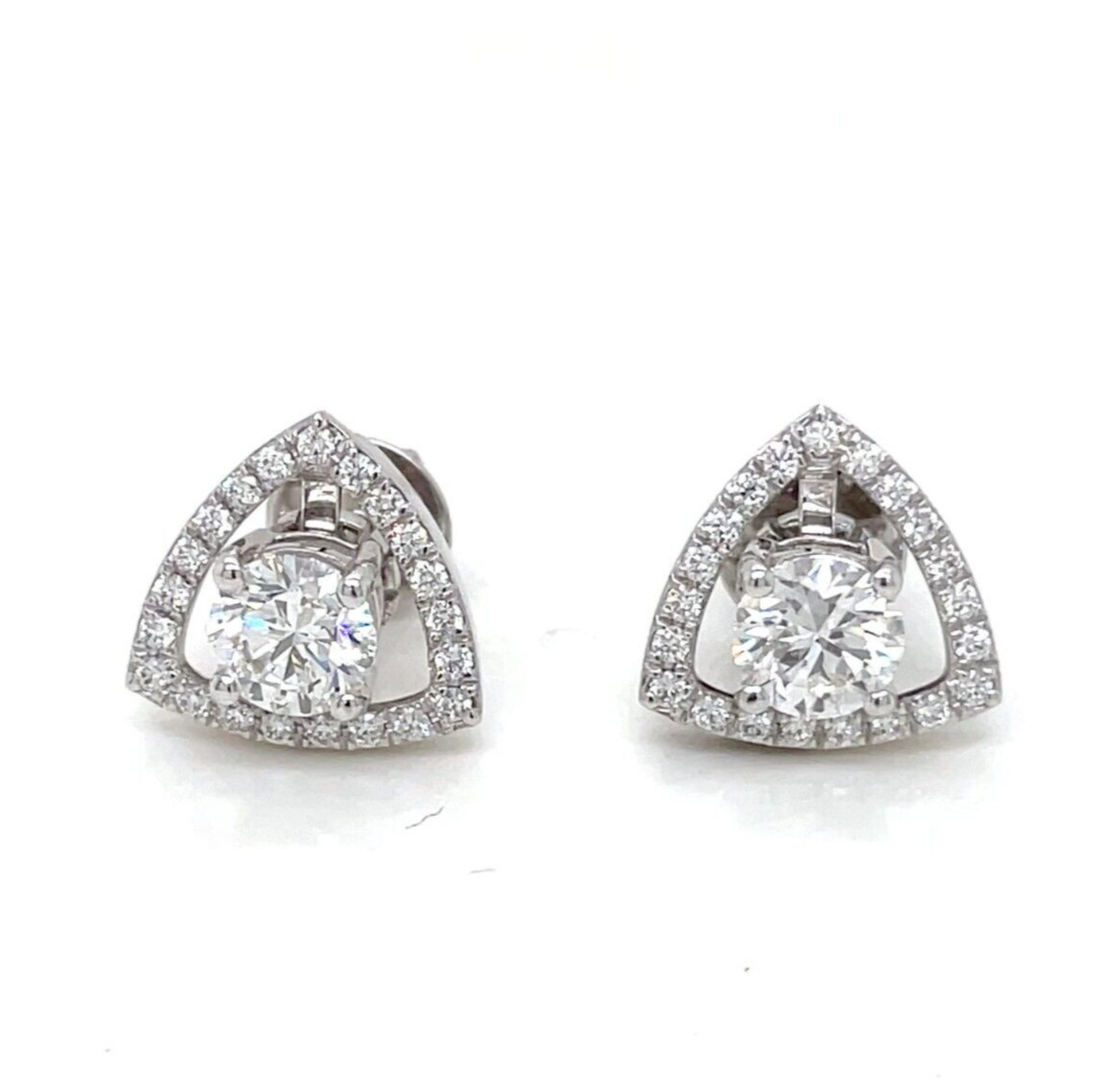 Convertible Lab Grown Diamond Changeable Stud Earrings – 10K White Gold Danglers