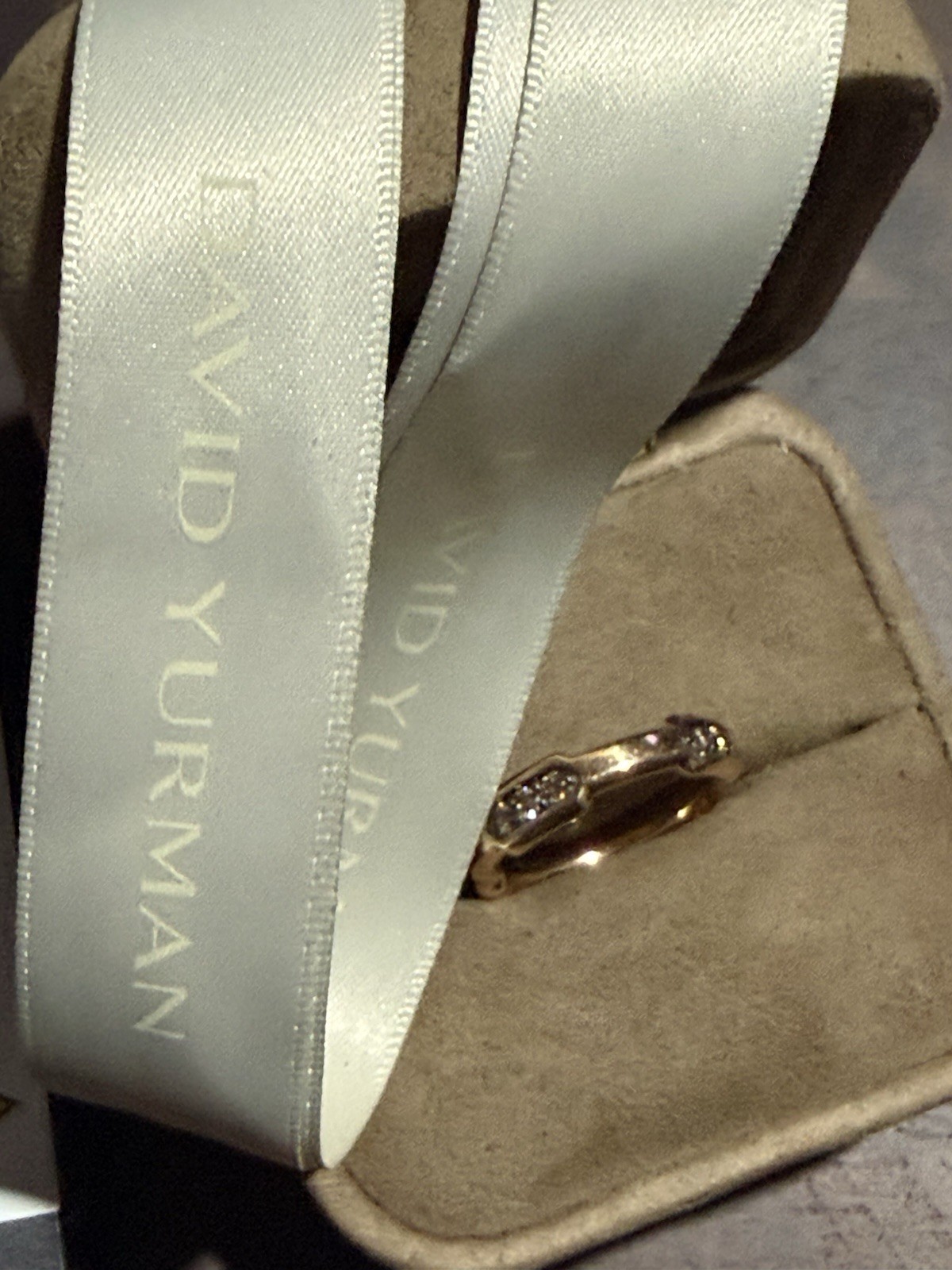 David Yurman DY – Hex Station Band 18k Rose Gold Cognac Diamond Ring Size 9.5