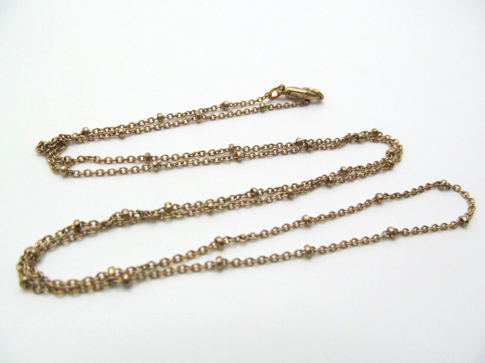 Vintage Gold Tone Rolo Link Micro Ball Bead 2mm Chain Necklace 27 Inch