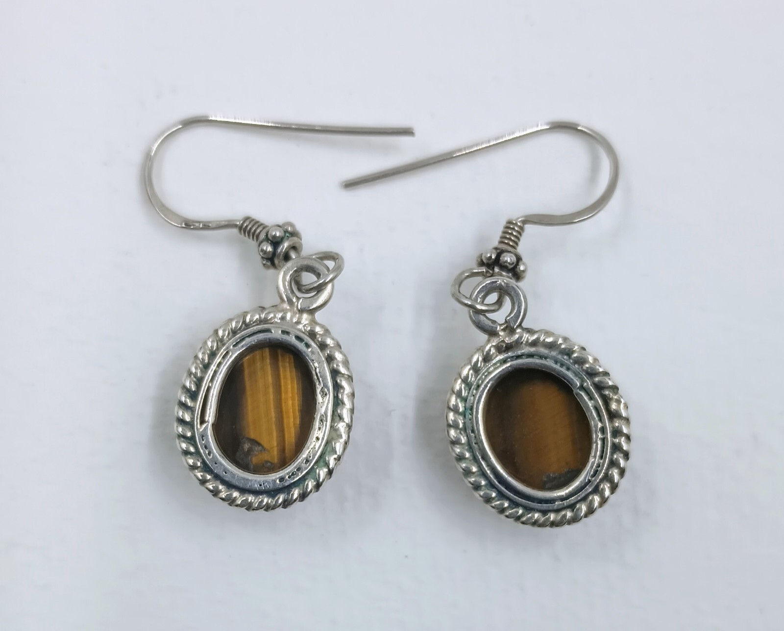 Tiger Eye Accented Perimeter 925 Sterling Silver Dangle Earrings p305c