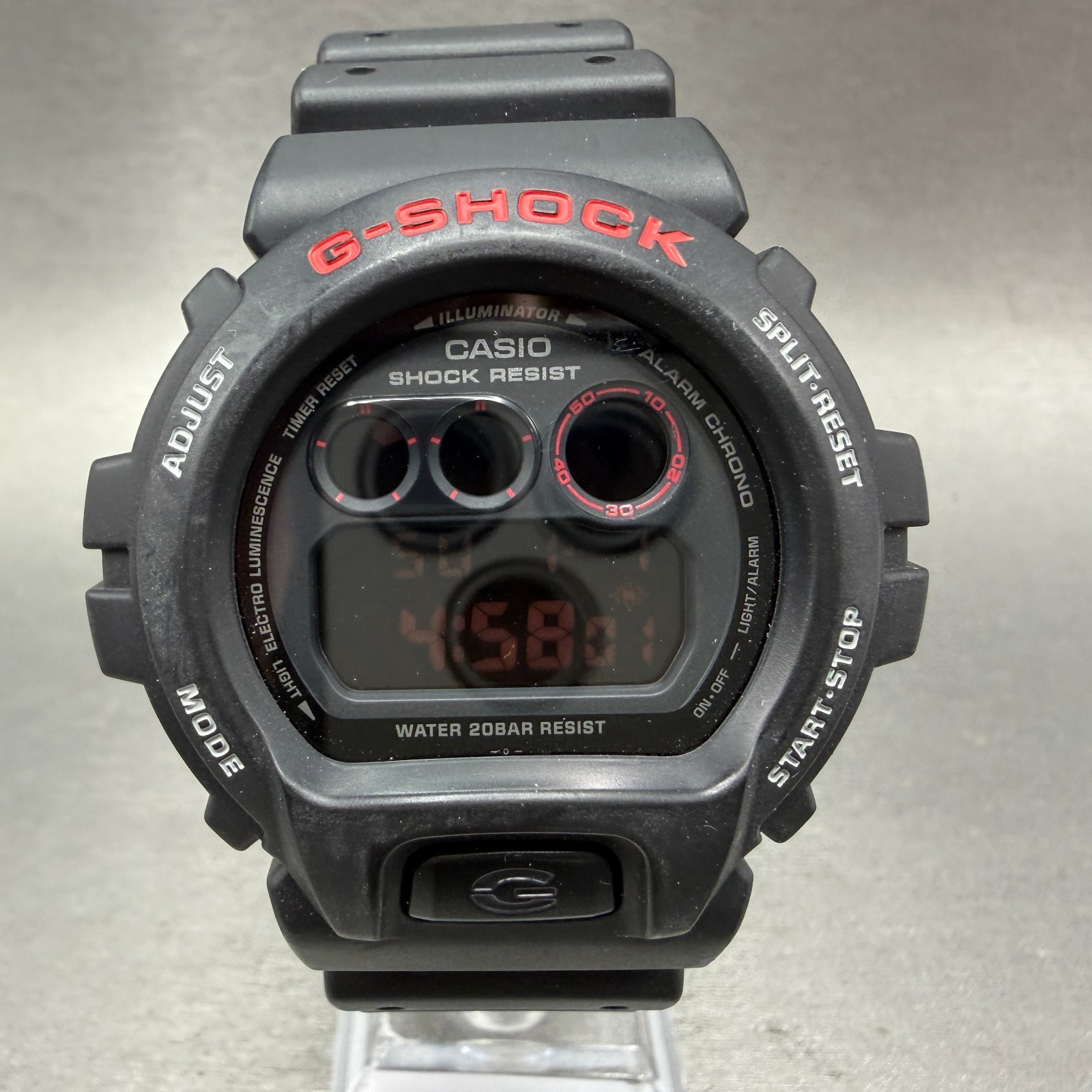 Casio G-Shock DW-6900MS Watch Men 51mm Black Red Alarm Chrono Digital New Batt