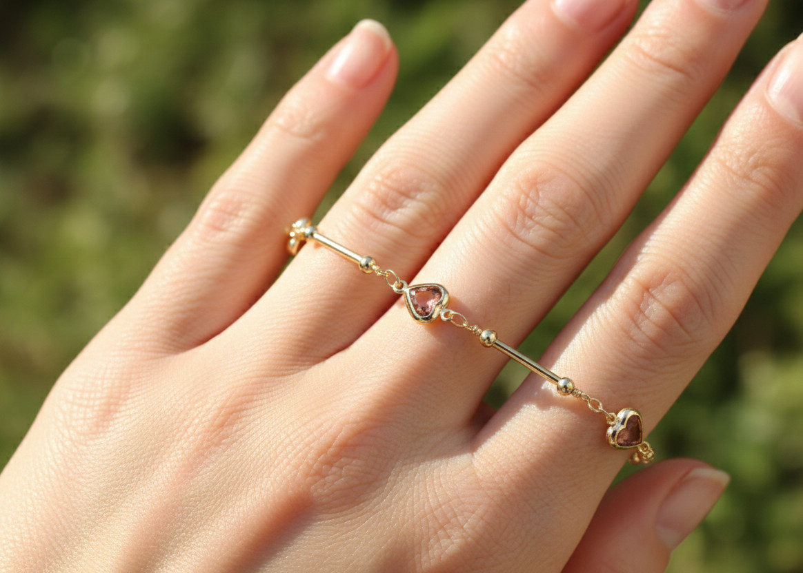 Elegant Gold Color Heart Anklet 18K Gold Plated Designer Anklet with Ruby