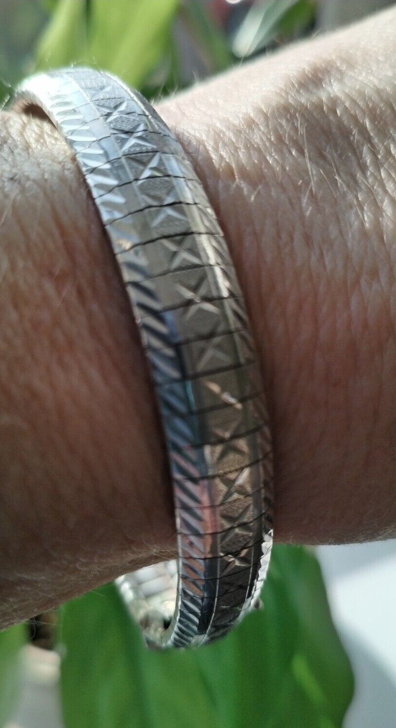QVC Milor Italy 925 Silver Omega Style Flexible Bracelet / Tongue & Grove Catch