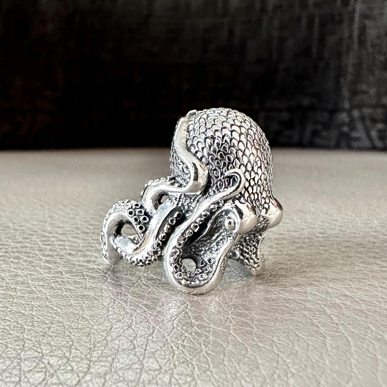 Handcrafted 925 Sterling Silver Octopus Ring Heavy Kraken Sea Monster Ring Silve