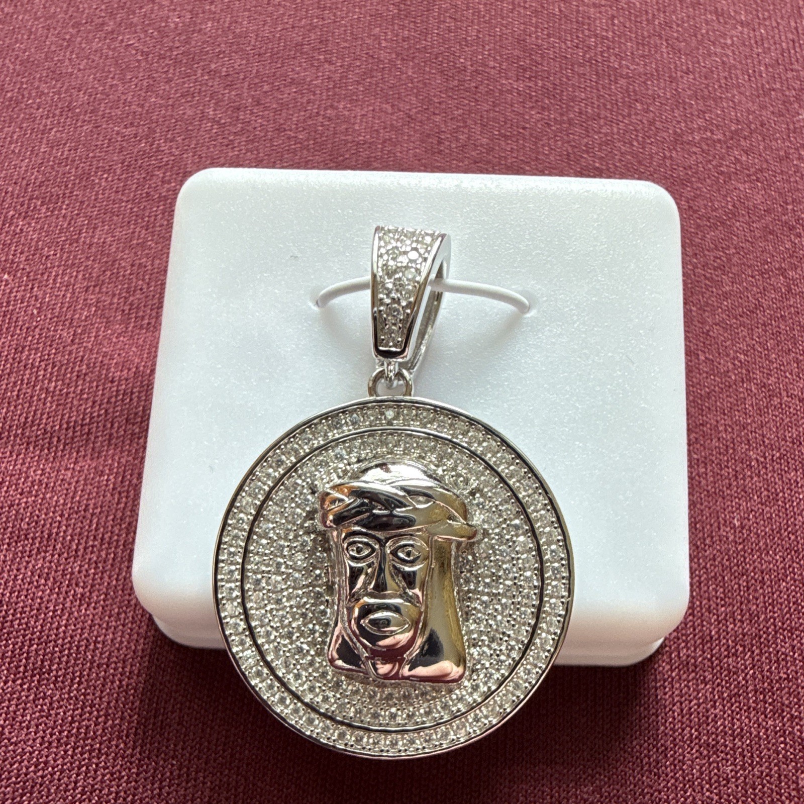 Solid 925 Sterling Silver Iced Out VVS D Moissanite Medium Jesus Piece Pendant