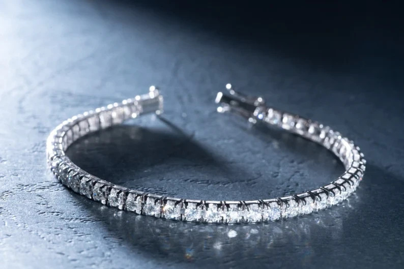 Tennis Bracelets Round Cut Prong Set 6.50Ct Natural Diamond 14K White Gold
