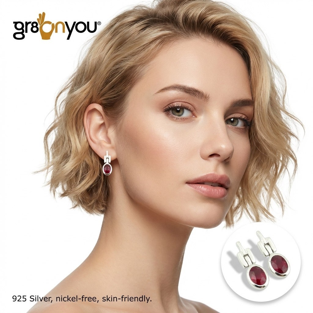 gr8onyou Thoughtful Jewellery Gift | Genuine RUBY | 925 Silver Earrings