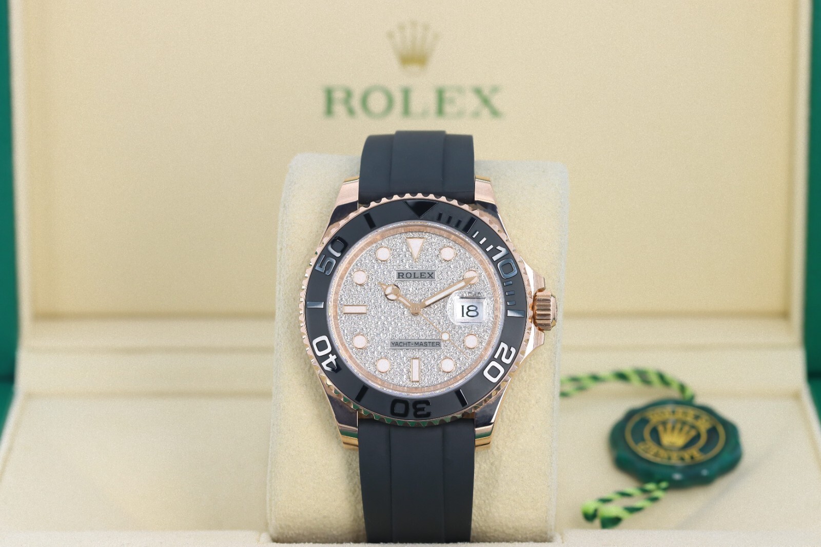 Rolex Yacht-Master 37mm, Pave Diamond Dial – 18kt Everose Gold Oysterflex 268655