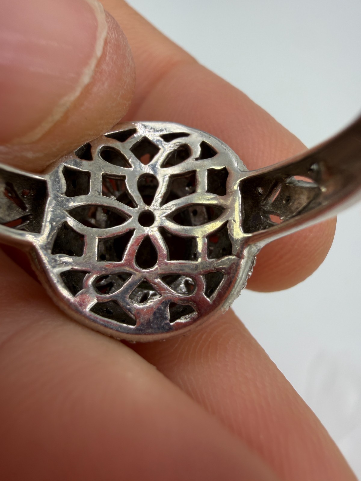 Sterling Silver Ring Olive Green Revival Deco Style Cocktail YSG Size 10 PX