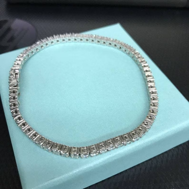 5.49Ct Round GDGL Natural Diamond Women’s Tennis Bracelet Real 14K White Gold