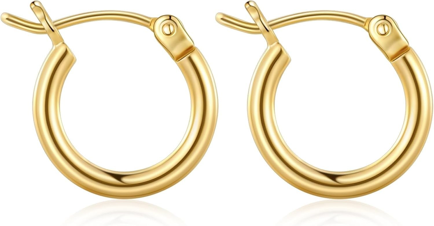 Elegant 14K Gold Plated Hoop Earrings | Hypoallergenic Minimalist Jewelry