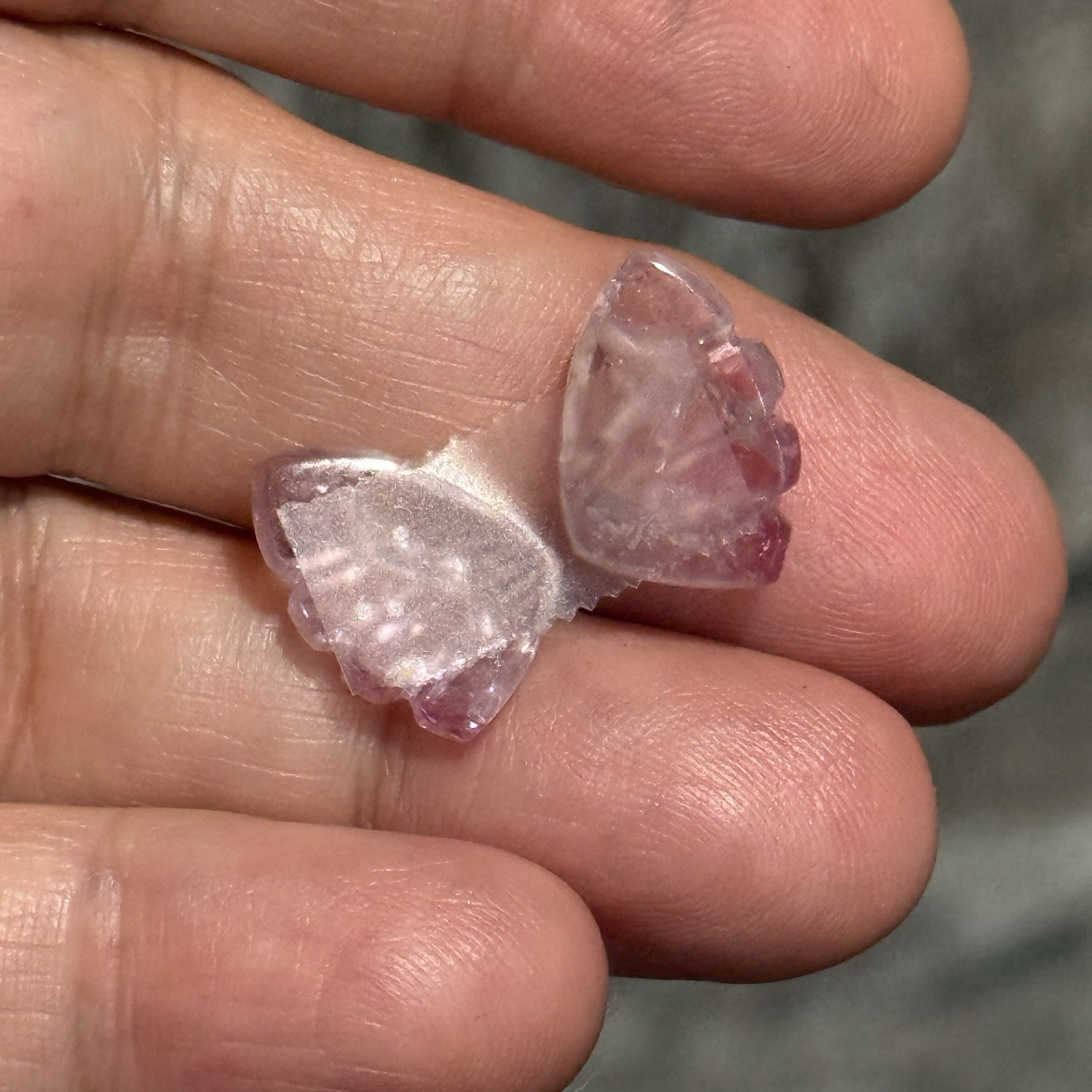 10ct 15×10.5x4mm Pair Cute Butterfly Wings Pink Tourmaline Cabochon Gems