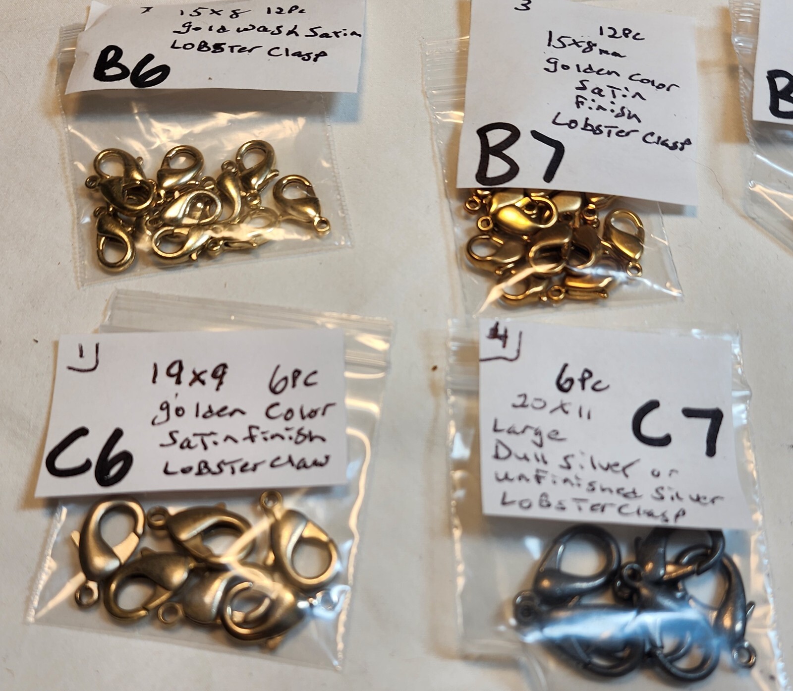 Vtg Lobster Claw Clasp Repair Necklace Bracelet silver Gold Brass etc Plated