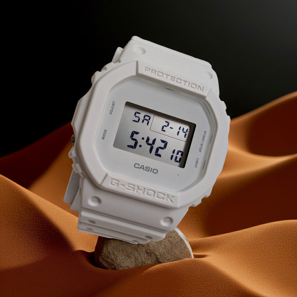 Casio G Shock DW5600WW-7 white on white digital watch NEW