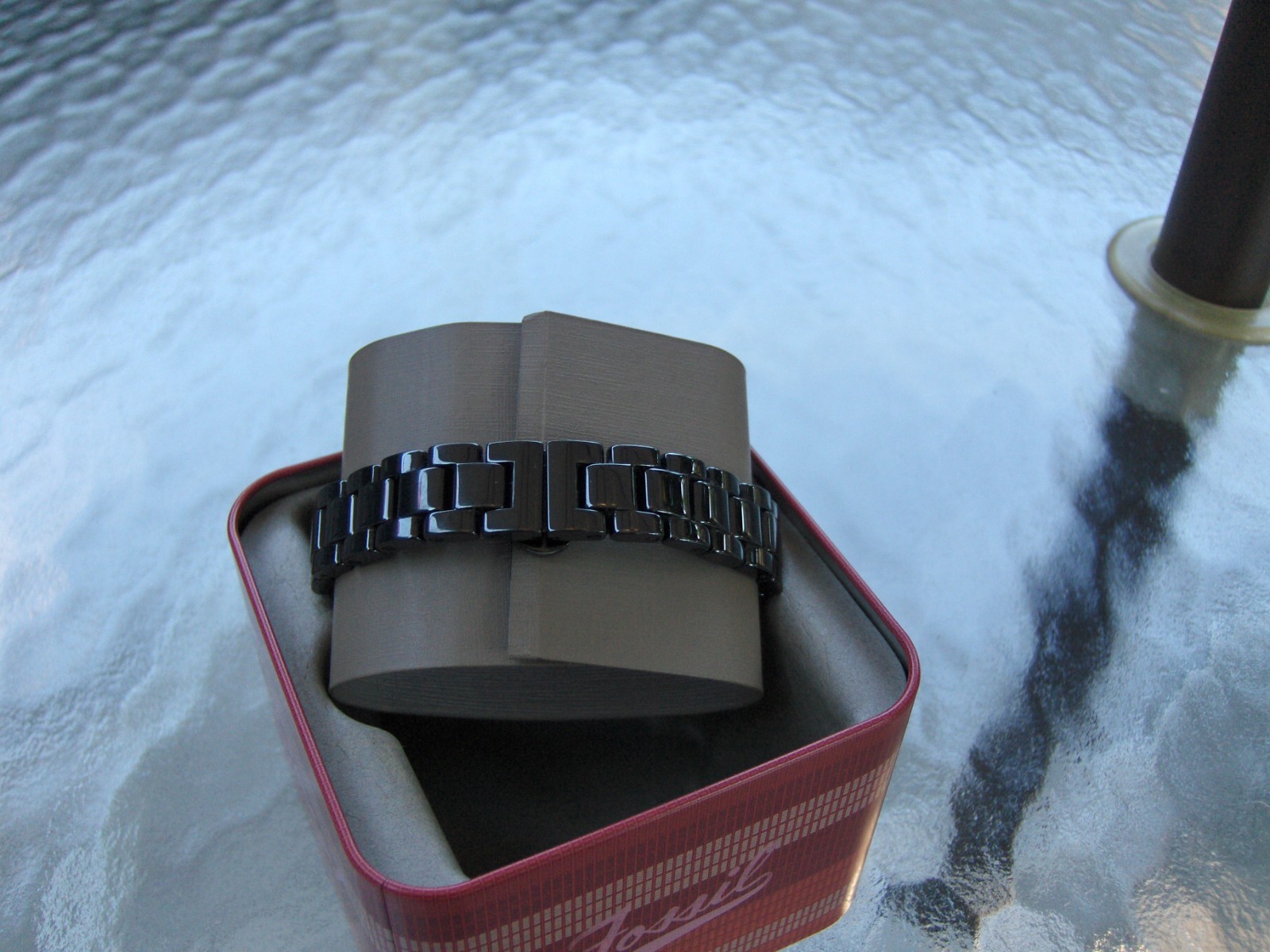 FOSSIL CE 1054 RILEY MINI BLACK PEARL CERAMIC BRACELET SWAROVSKI CRYSTAL STONES