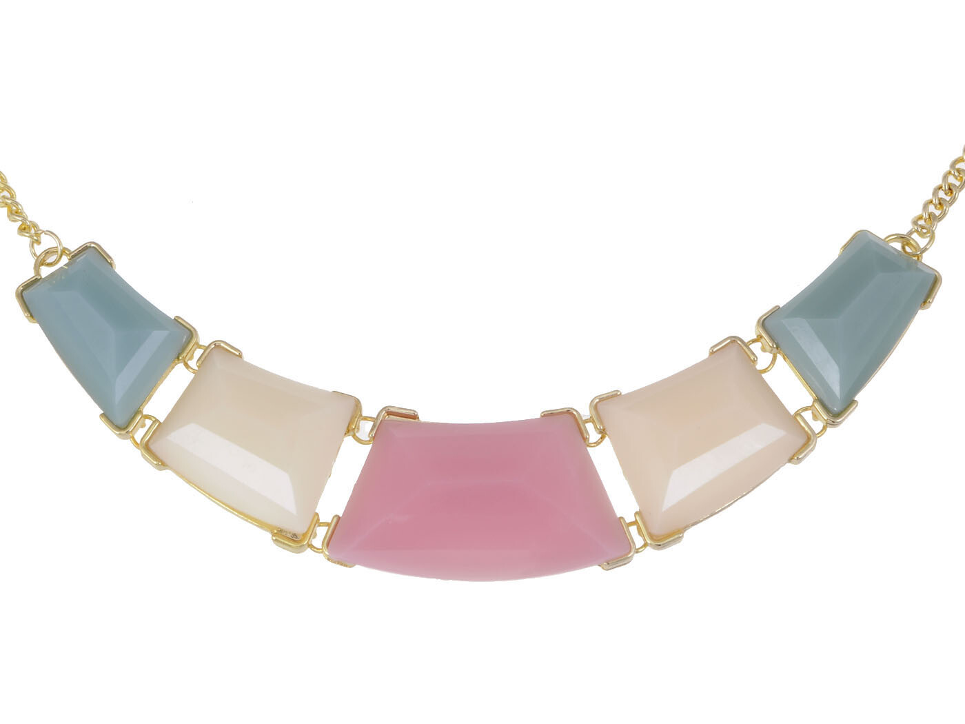 Golden Tone Contemporary Multicoloured Rectangular Bead Fashion Jewelry Necklace